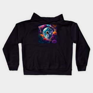 Astronaut on a flower planet Kids Hoodie